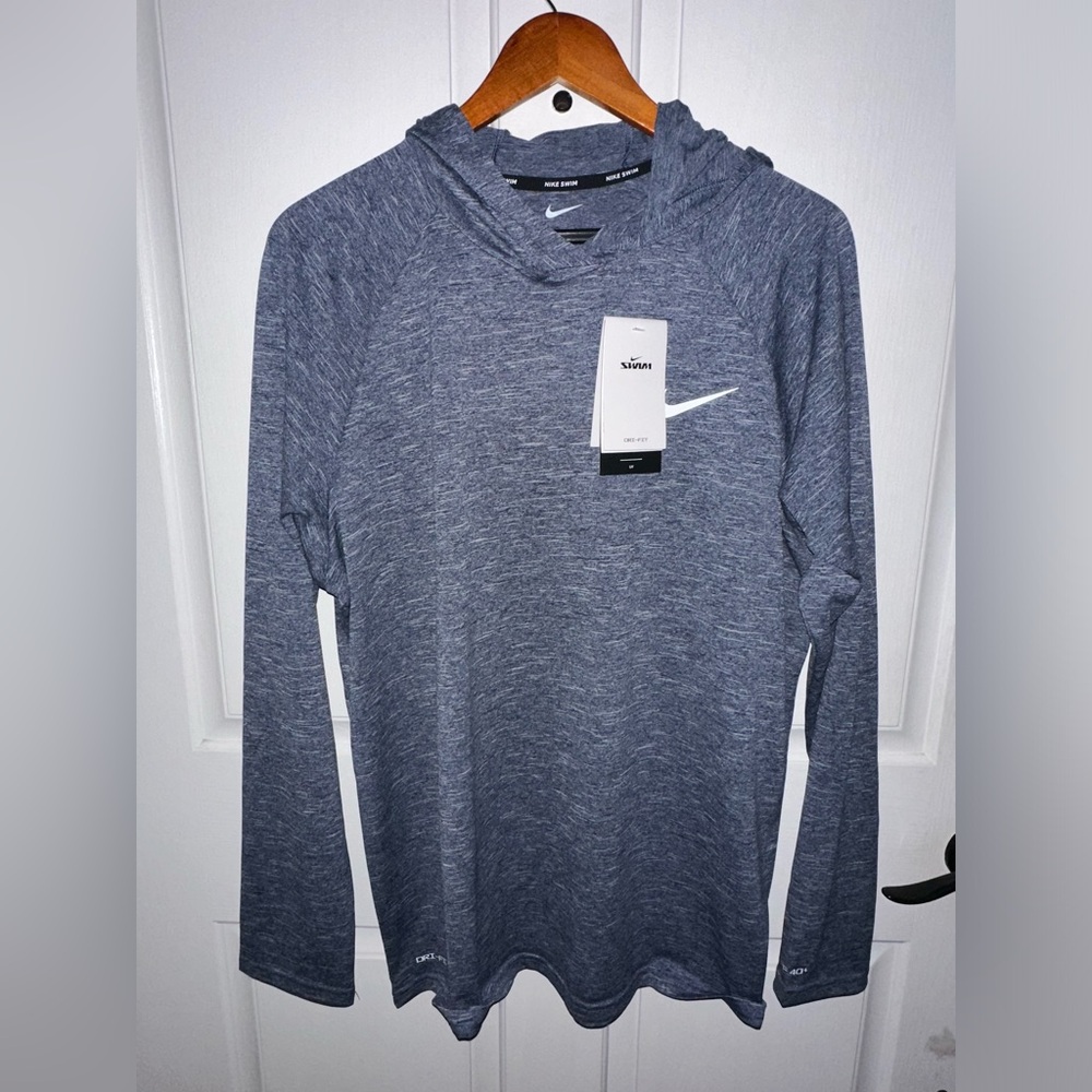 Men’s Nike Hooded Swim Shirt Large Cover Up Hoodie Shirt Style NESSB669-440 NEW